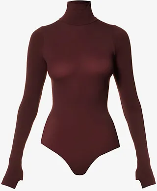 Womens Raisin Ballet Roll-neck Stretch-jersey Body