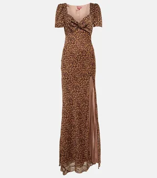 Lea leopard-print chiffon maxi dress