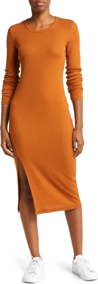 Day to Night Long Sleeve Knit Midi Dress