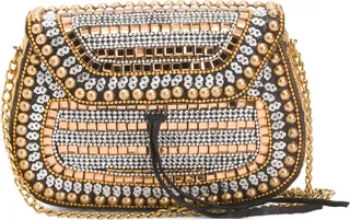 Mosaic Jeweled Crossbody With Chain Strap