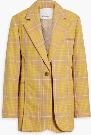 Layered checked twill blazer