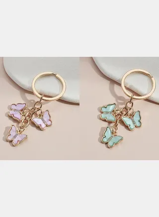 Set of 2 - Butterfly Drop Detail Key Chain