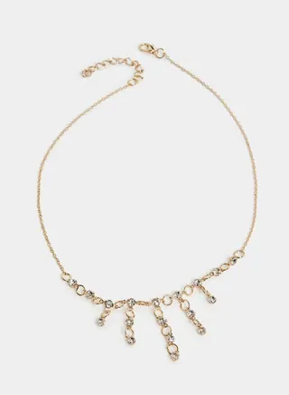Embellished Faux Crystal Drop Necklace