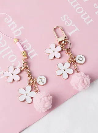 Set of 2 - Floral Charm Key Chain