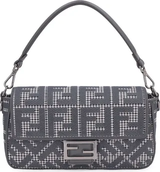 Fendi Baguette FF Embroidered Shoulder Bag