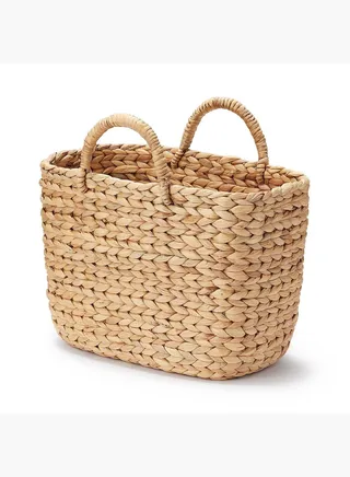 Water Hyacinth Oval Basket With Handles , W 37 x D 18.5  x H 26 cm