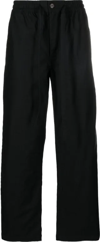 Black Cotton Straight-Leg Trousers