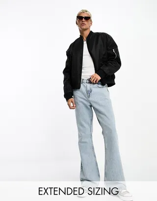 ASOS DESIGN cropped bomber jacket in black