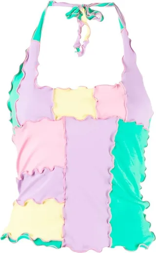 Colour-Block Halterneck Top