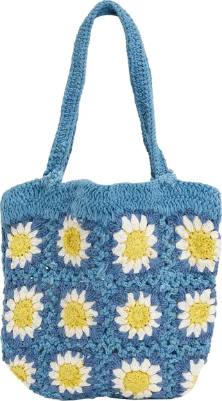 Organic Cotton Crochet Handbag Handbag Slate Blue