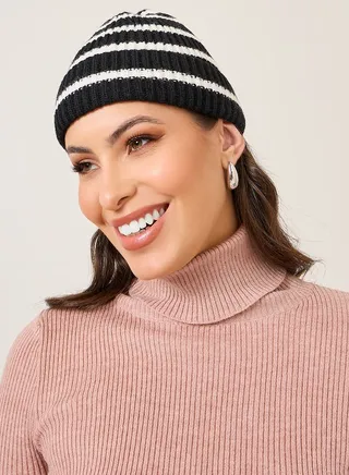 Two Tone Striped Design Beanie