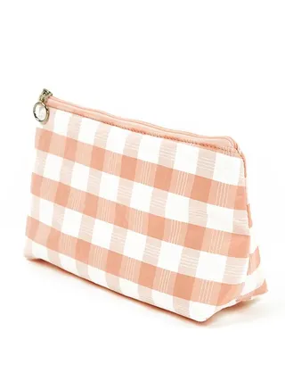 Checked Zip Closure Washbag