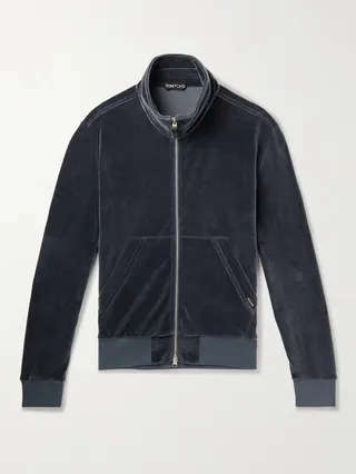 Cotton-Blend Velour Track Jacket