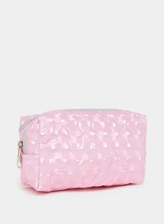 Textured Floral Stitch Detail Washbag