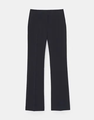 Wool Silk Faille Gates Flared Full Length Pant