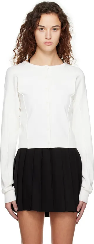 LOW CLASSIC White Crewneck Cardigan