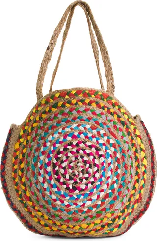Large Straw Circle Tote