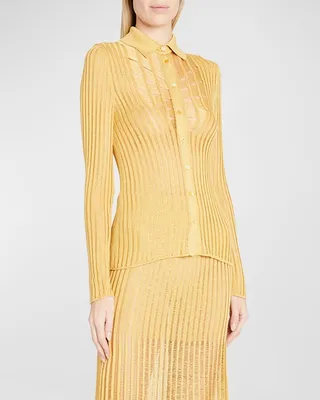 Aera Collared Lattice Knit Shirt