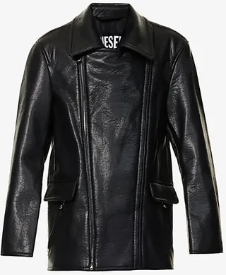 Mens Black Black Black J-rego Relaxed-fit Faux-leather Jacket