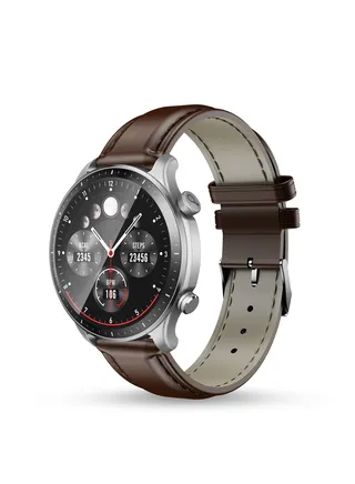 Cosmos Luxe 3, 1.43" Amoled Display Smartwatch, Round Shaped Dial, Compatible with Android & iOS, IP67 Water Resistant, Health Suite, Multiple Watch Faces, AI Voice Assistance, Whiskey Brown