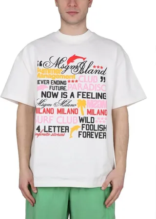 MSGM Logo Printed Crewneck T-Shirt