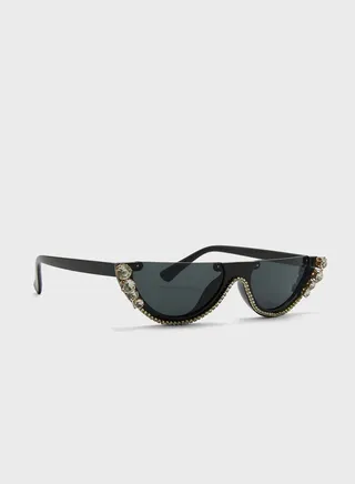 Jeweled Slim Cat Eye Sunglasses