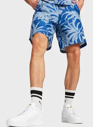 8" Essential Palm Resort All Over Printed Shorts