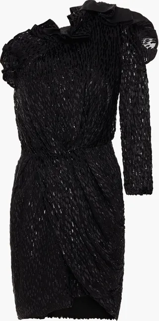 Huspel one-shoulder fil coupé chiffon mini dress