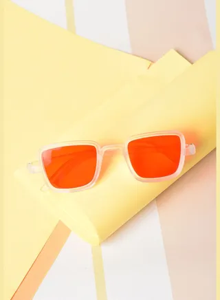 Men Orange Lens White Wayfarer Sunglasses