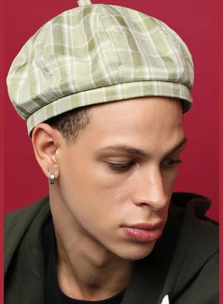 Casual Printed Blended Fabric Beret Cap For Men