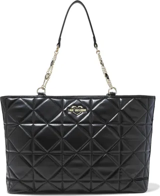 Quilted faux leather tote