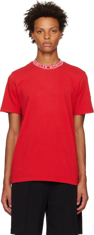 Moncler Red Garment-Washed T-Shirt