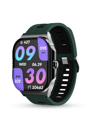 Alive 1.99" Always on Amoled Display Smartwatch, Quick Notification, Magnetic Charging, IP67 Water Resistance, BT Calling, Health Suite, Multisport Mode, AI Voice Assistance, Forest Green