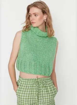 Mint Crop Turtleneck Knitwear Sweater TWOAW22BZ0058