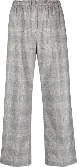 Check-Pattern Cropped Trousers