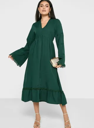 Flute Sleeve Detail Dress