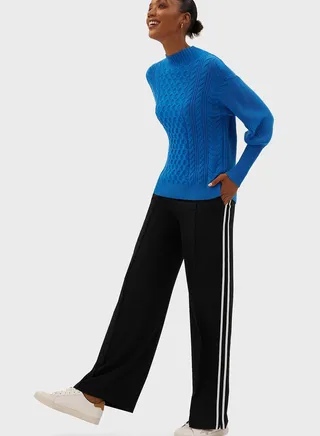 Side Striped Wide Leg Pants