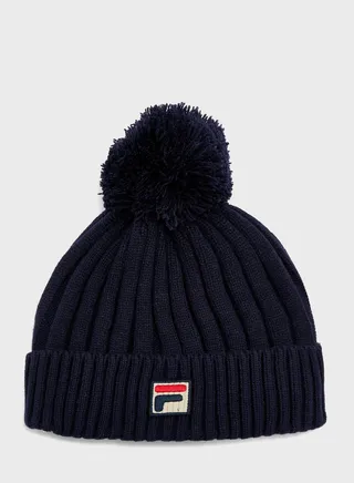 Ribbed Turn Up Pom Beanie