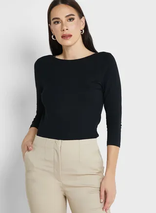 Cotton Rich Slim Fit 3/4 Sleeve T-Shirt