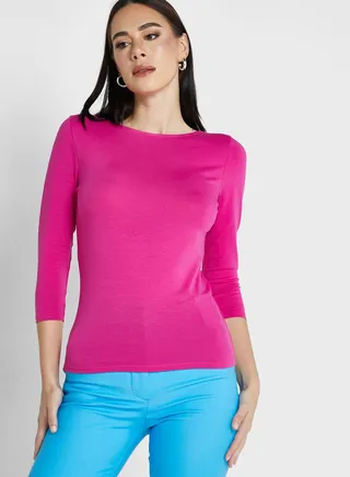 Cotton Rich Slim Fit 3/4 Sleeve T-Shirt