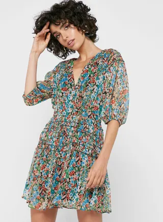 V-Neck Ruffle Detail Dress