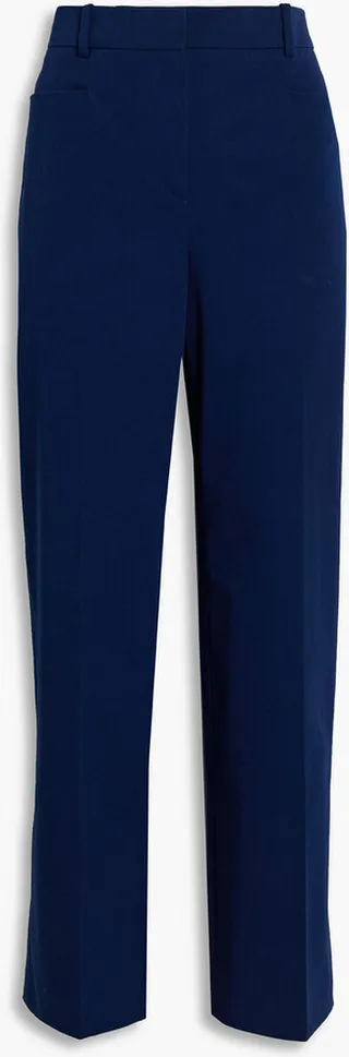 Cropped cotton-blend twill straight-leg pants