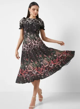 High Low Puff Sleeve Dress
