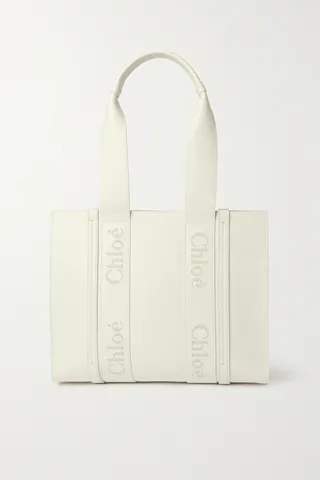 Chloé - + Net Sustain Woody Medium Embroidered Leather Tote - White