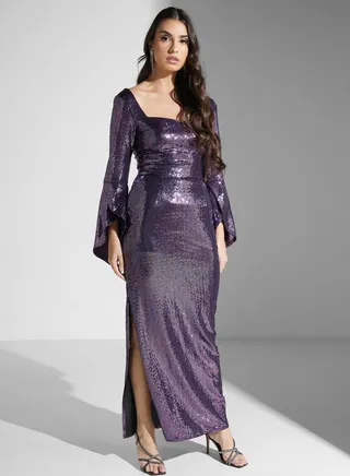 Sweatheart Neck Side Slit Dress