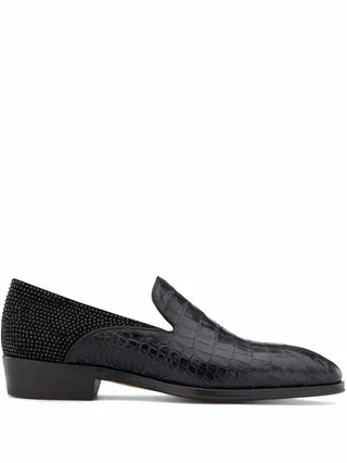 Benson alligator-effect leather loafers