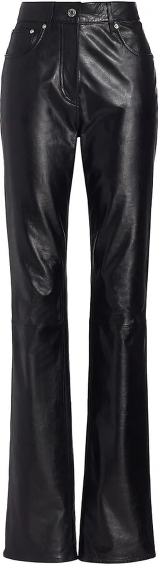Lamb Leather Straight-Leg Pants