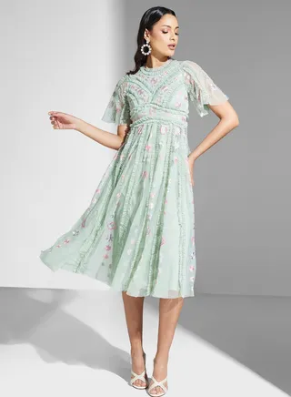 Floral Printed Pleated Dress
