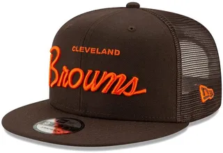 Men's New Era Brown Cleveland Browns Script Trucker 9FIFTY Snapback Hat