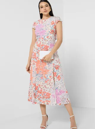 Front Slit Printed Dress